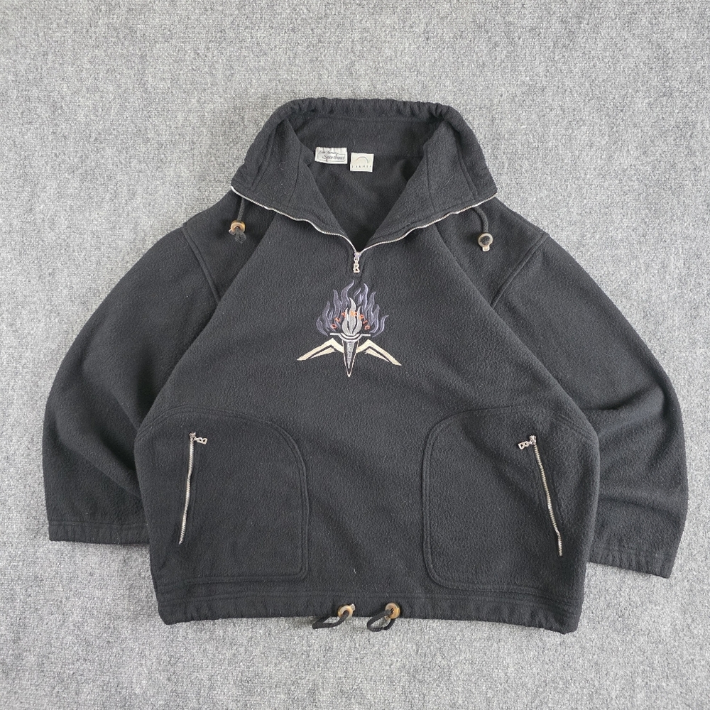 Bogner 100% Polyester Fleece Quarter Zip Black Oversized Boxy Fit